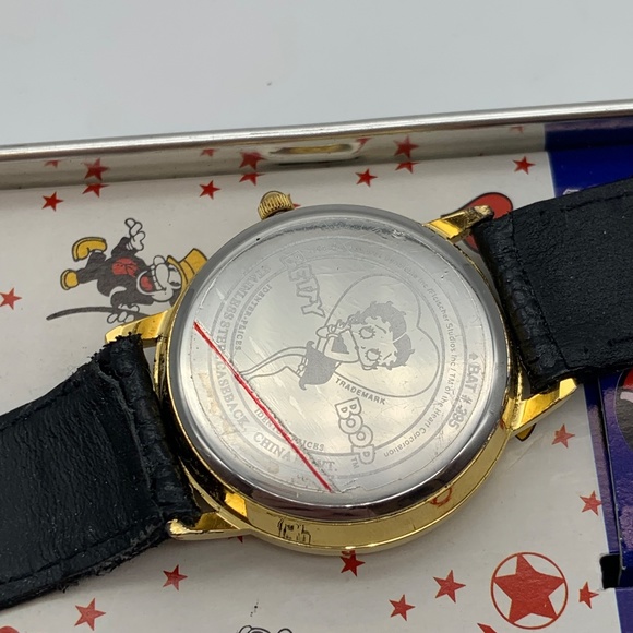 Vintage \'96 Betty Boop Motorcycle Betty Moving Eyes Lizard Grain Watch WORKING! main image 8